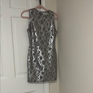 Elizabeth and James Metallic Silver Mini Dress